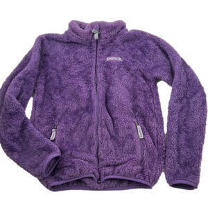 Girls Bench  Purple Teddy Sherpa Fleece Zip Up Front Pocket Sweater Jacket